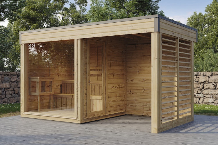 Wolff Finnhaus Saunahaus Sina 4323/5323 mit Seitendach