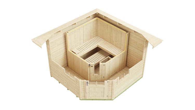 Weka Blockbohlen Saunahaus Kurikka inkl. Elementsauna 28/68 mm