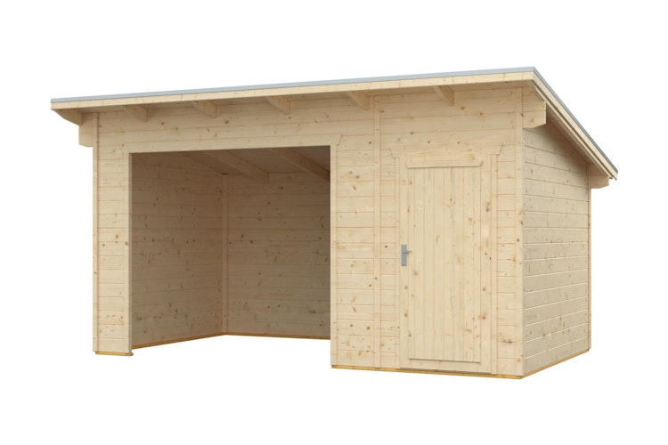 Skan Holz Gerätehaus Knut mit offenem Arbeitsbereich - 28 mm