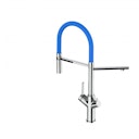 Vorschaubild 3 Wege Wasserhahn Küchenarmatur, BOD, mit 360° schwenkbarem Auslauf, abnehmbare 2 strahl Handbrause, Verchromt / Blau