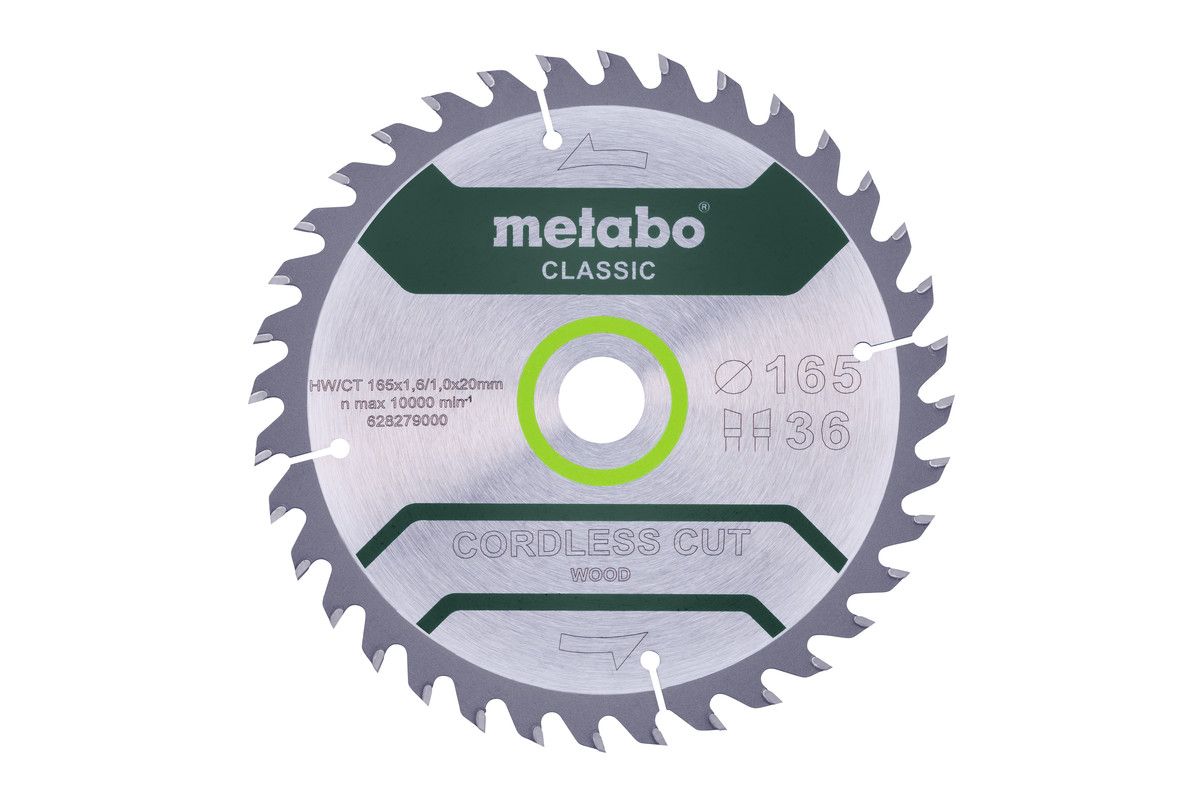 Metabo Sägeblatt "cordless cut wood - classic"165x1,6/1,0x20 Z18 WZ 20° /B
