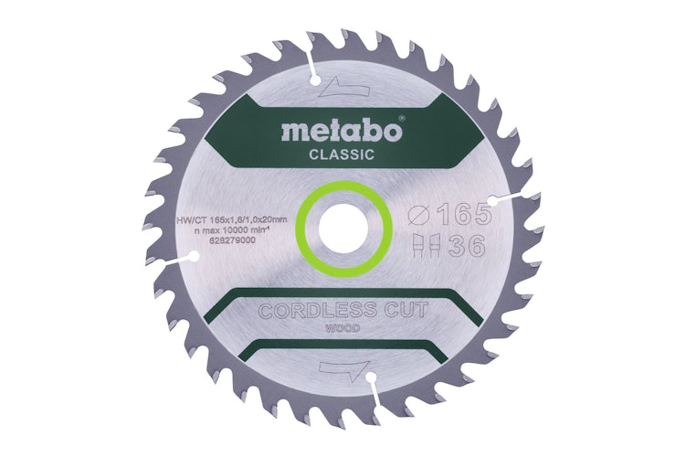 Metabo Sägeblatt "cordless cut wood - classic"165x1,6/1,0x20 Z36 WZ 15°