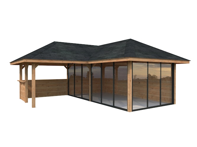 Palmako Pavillon Bianca 24,9 m² Set 523 Slide Plus mit Isolierglas-Schiebetüren