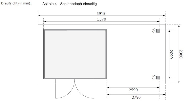 Karibu Woodfeeling Gartenhaus Askola 2/3/3,5/4/5 m. 275 cm Schleppdach/Seiten- und Rückwand in Lamellenoptik
