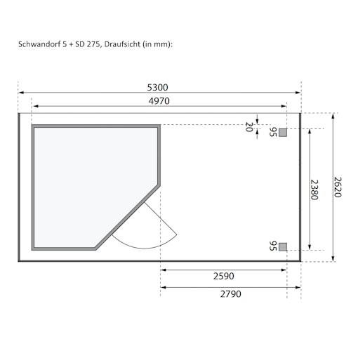 Karibu Woodfeeling Gartenhaus Schwandorf 3/5 inkl. 275 cm Schleppdach/Seiten- und Rückwand