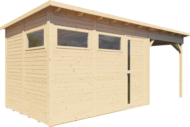 Bertilo Gartenhaus Pentus 3 Lounge inkl. Anbaudach - 19 mm