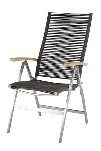 Diamond Garden Hochlehner ATLANTA, Edelstahl / Rope Mocca / Teak-Armlehnen