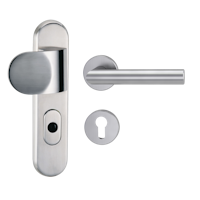 Griffwerk Kombi-Schutzbeschlag TITANO SB_880 mit Griff LUCIA PROF 72mm Zylinderabdeckung Tür 65-70mm LUCIA PROF Edelstahl matt