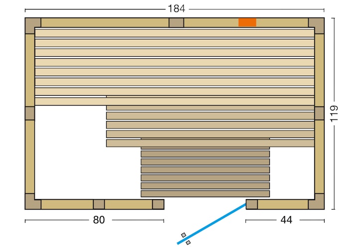 Infraworld Sauna Vitalis 184 Complete Set - 40 mm Massivholzsauna inkl. 5-teiligem gratis Zubehörset