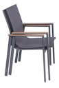Vorschaubild Garden Pleasure Gartenmöbel Set RANA / SILEA 03, Tisch 200 x 100 + 6 Stapelsessel, Alu Anthrazit / Keramik Silbereiche / Kunststoffgewebe Dunkelgrau