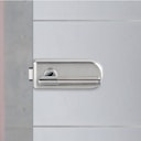 Vorschaubild Griffwerk Glasdrehtür LINES FOUR 503 teilmattiert mit 4 Streifen, Grünglas/Weißglas, ESG/VSG, Studio/Office