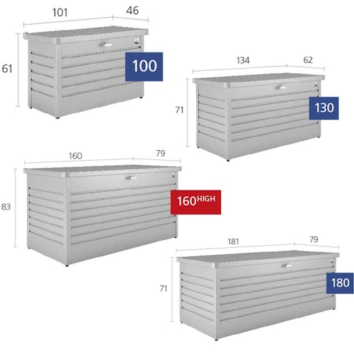 B-Ware Biohort Freizeitbox Metallbox 134 x 62 x 71 cm (Gr. 130) silber-metallic 