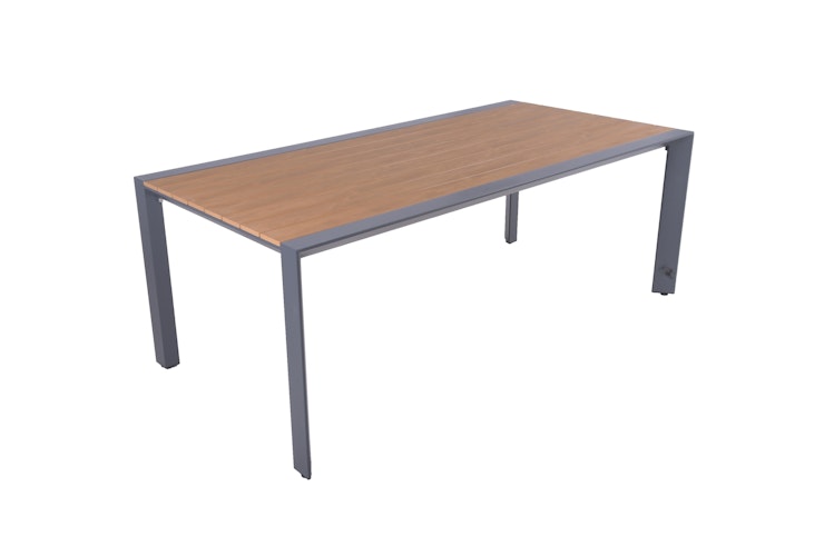 Garden Pleasure Gartenmöbel Set SILEA / RANA 01, Tisch 200 x 100 + 4 Stapelsessel, Aluminium / Nonwood / Kunststoffgewebe