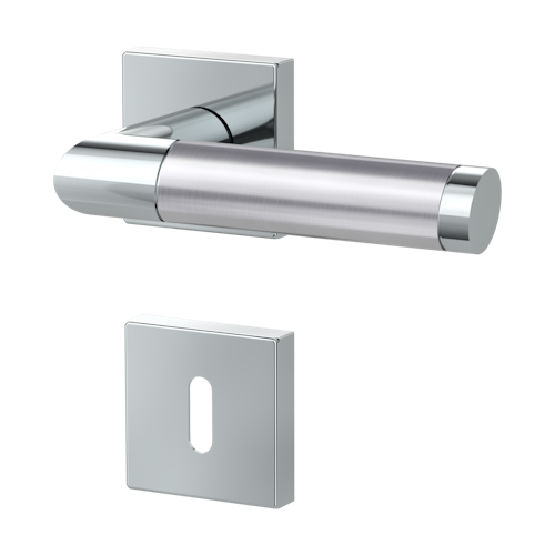 Griffwerk CHRISTINA QUATTRO Klipptechnik -Edelstahl poliert/matt  Rosettengarnitur eckig -Klippt. -BB -TS 40-45mm