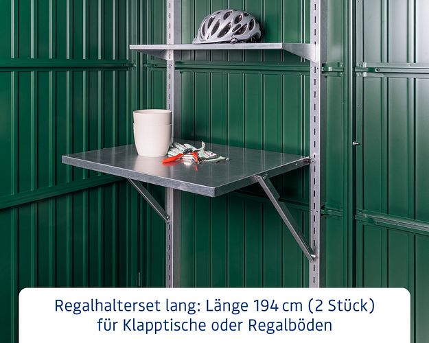 Hörmann Regalhalter-Set lang für Gerätehaus EcoStar (2 Stück) 195 cm
