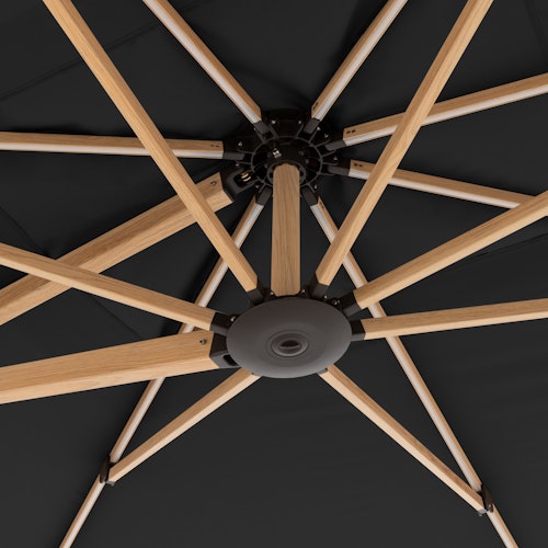 doppler Pendelschirm ALU WOOD 400 x 300 LED, Aluminium Esche-Optik / 100 % Polyester 180 g/m²