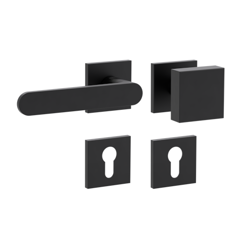 Griffwerk Wechselgarnitur VAYA 291 AVUS fast2fix Fast2Fix  Rosetten eckig Knopf SQUARE Graphitschwarz L