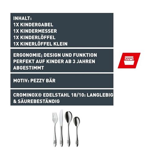 Silit PEZZY Kinderbesteck-Set 4-Teilig Spülmaschinengeeinet