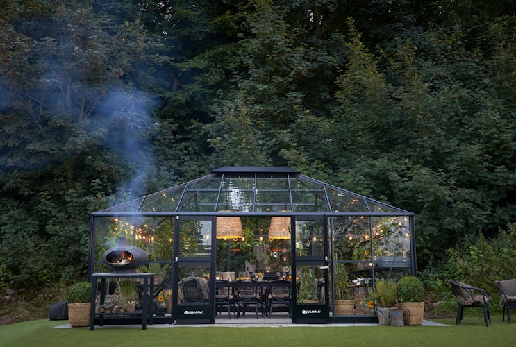 Juliana Gewächshaus Grand Oase anthrazit - 3 mm Sicherheitsglas - 25,6 m² inkl. gratis Fundamentrahmen im Wert von 849 €