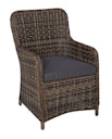 Vorschaubild Garden Pleasure Gartenmöbel Set BORDEAUX I, Tisch 200 x 100 + 4 Sessel, Polyrattan Nelkenbraun / Glasplatte / Kissen 100 % Polyester Dunkelgrau