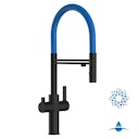 Vorschaubild 4 Wege Wasserhahn Küchenarmatur, FC, mit 360° schwenkbarem Auslauf, abnehmbare 2 strahl Handbrause, Schwarz Matt / Blau