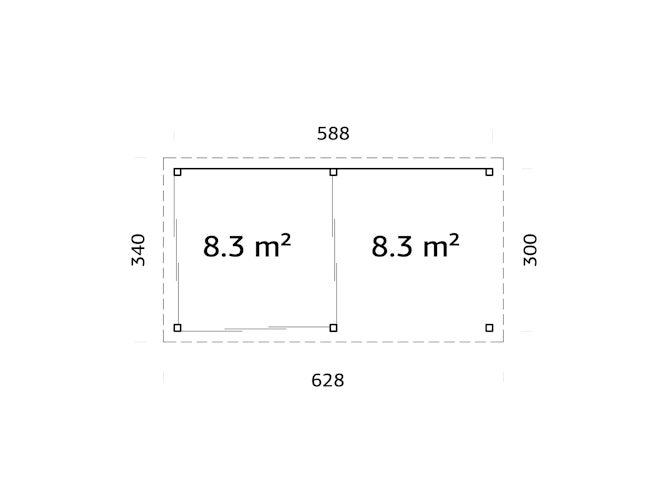 Palmako Gartenhaus Connect Lenna 16,6 m² Set 706 Slide Plus mit Isolierglas-Schiebetüren - 28 mm