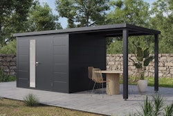 Wolff Finnhaus Metall Gartenhaus Linnea inkl. Anbaudach