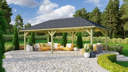 Karibu 4-Eck Pavillon Holm 1 kesseldruckimprägniert Sparset inkl. Dachschindeln