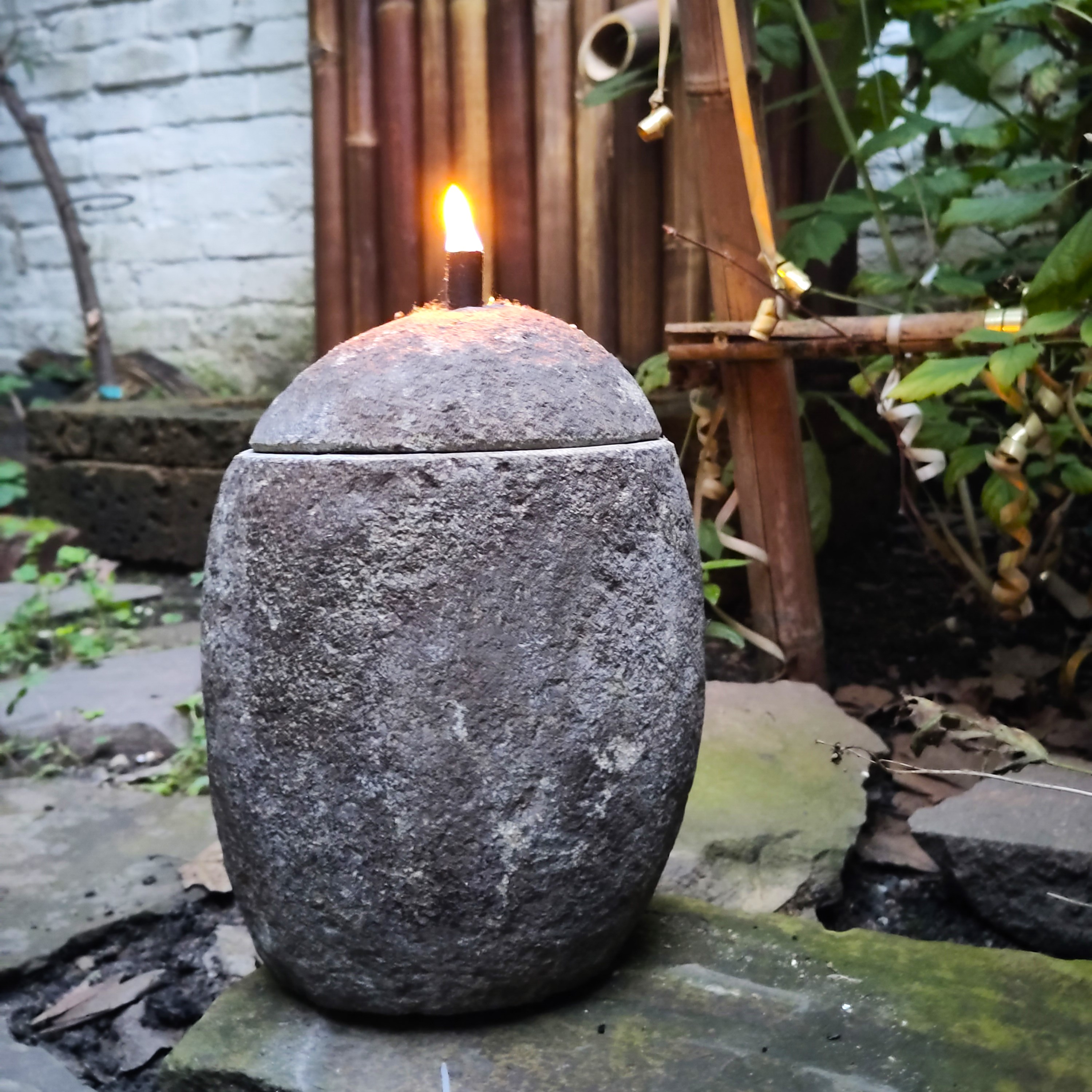 BambusBASIS Steinöllampe - handgefertigt