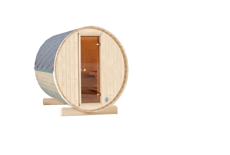 Wolff Finnhaus Terrassen-Saunafass Fasssauna 130