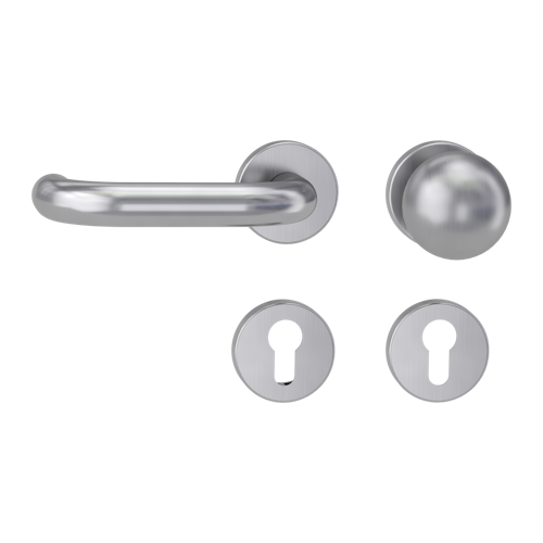 Griffwerk ALESSIA Klipptechnik FS Panik -Edelstahl matt  Rosettengarnitur -Klippt. -R4 -WL -Stift 9mm -TS 38-50mm