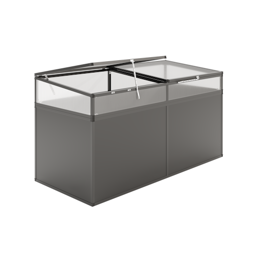 KGT Frühbeet Aufsatz für Aluminium Hochbeet 210 Profile anthrazit (B2,05 x T0,91 x H0,77 m - 1185 l)