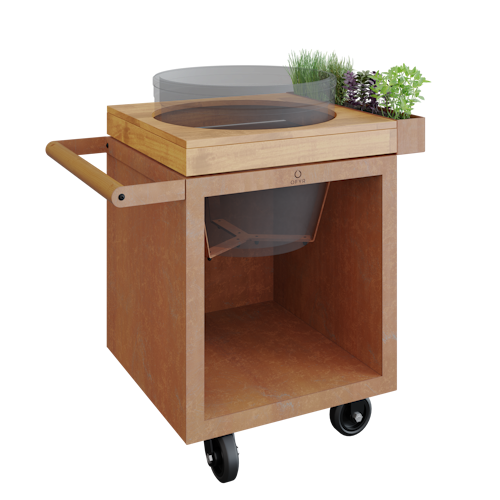 OFYR Kamado Table Corten 65 PRO Teakholz BGE