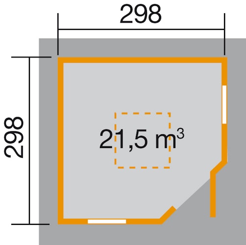 Weka 28 mm Gartenhaus 149 A 5-Eck mit Dachaufsatz