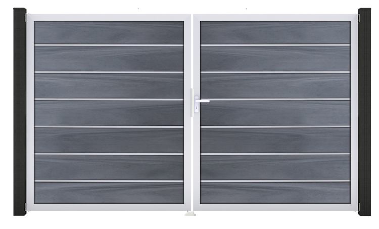 GroJa Solid Grande Premium Tor 2-flügelig 3000 x 1800 mm, Alu-Rahmen EV1