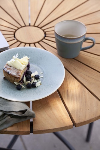 Cinas Kaffeetisch ELLEN, Ø 80 cm, Aluminium / Teak