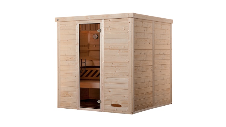 Weka Premium Massivholz-Elementsauna Kemi 3 mit Glastür - 45 mm