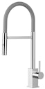 Vorschaubild Wasserhahn Küchenarmatur, QU, mit 360° schwenkbarem Auslauf, abnehmbare 2 strahl Handbrause, Verchromt / Grau