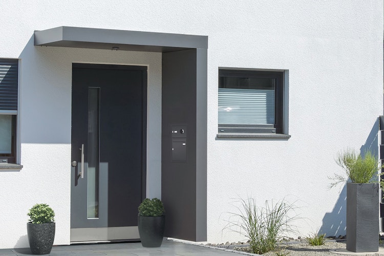 Gutta Rechteckvordach BS Plus 160 inkl. Seitenteil und Briefkasten (neues Modell)