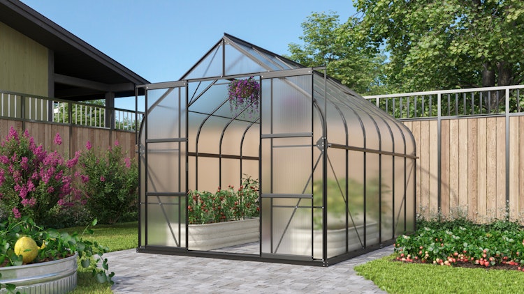 Vitavia Gewächshaus Dione/Diana 9900 inkl. 4 Dachfenster und Stahlfundamentrahmen - 9,9 m²