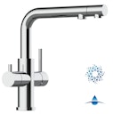 Vorschaubild 4 Wege Wasserhahn Küchenarmatur, Edelstahl Massiv mit schwenkbarem L-Auslauf und herausziehbarer Brause, Hochglanz