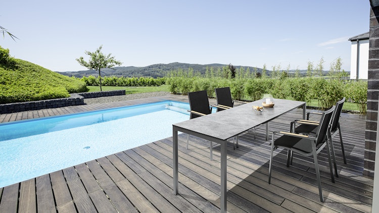 Kettler HPL-Ausziehtisch CUBIC 140/210 x 70 cm, Aluminium / HPL Anthrazit - Sonderaktion