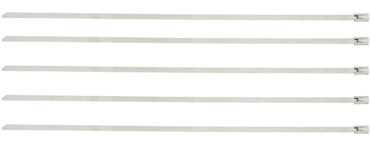 Silent Sport Kabelbinder 300 mm, Edelstahl, Satz (5 Stück), Breite: 4, 45 mm, AISI 304 Stahl