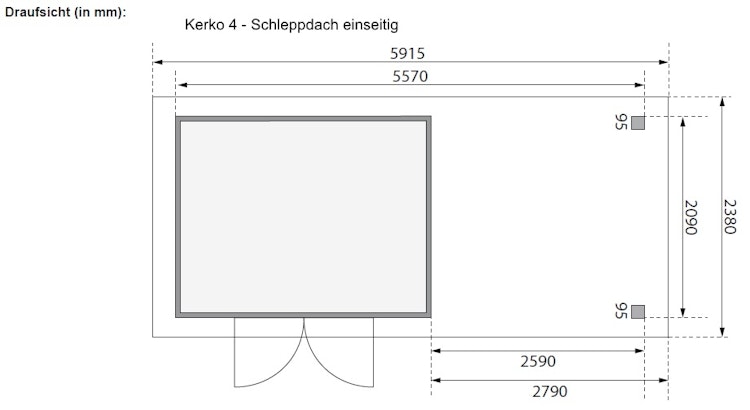 Karibu Woodfeeling Gartenhaus Kerko 3/4/5/6 mit 280 cm Schleppdach - 19 mm