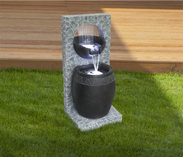 Gardenforma Wasserspiel Bahia, Polyresin inkl. Pumpe und LED-Beleuchtung