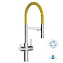 Vorschaubild 4 Wege Wasserhahn Küchenarmatur, FC, mit 360° schwenkbarem Auslauf, abnehmbare 2 strahl Handbrause, Verchromt / Gelb