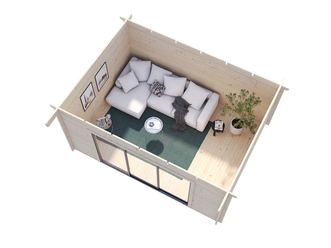 Palmako Gartenhaus Lea 14,2 m² Slide Plus mit Isolierglas-Schiebetür - 44 mm