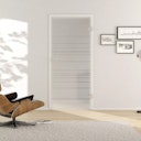 Vorschaubild Griffwerk Glasdrehtür (ESG) LINES DIFFERENT ESG PURE WHITE teilmattiert 834x1972x8mm Studio/Office DIN R