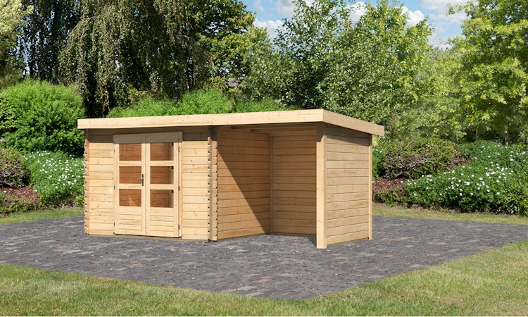 Karibu Woodfeeling Gartenhaus Bastrup 3 naturbelassen - 28 mm