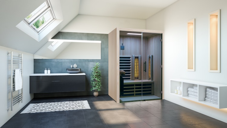 Infraworld Infrarotkabine TrioSol Design 145 Tanne VG inkl. 5-teiligem gratis Zubehörset